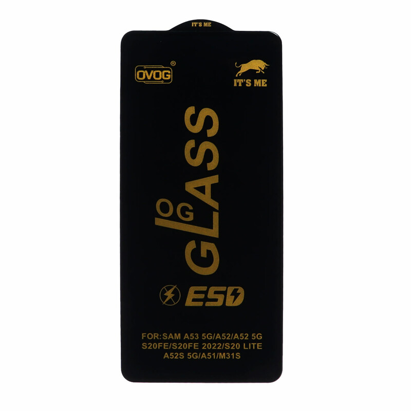 محافظ صفحه نمایش شیشه ای درجه یک Samsung Galaxy A51 / A52 / A52S / A53 / S20 FE - Full Cover OG - ESD OVOG  (بدون پک) - مشکی