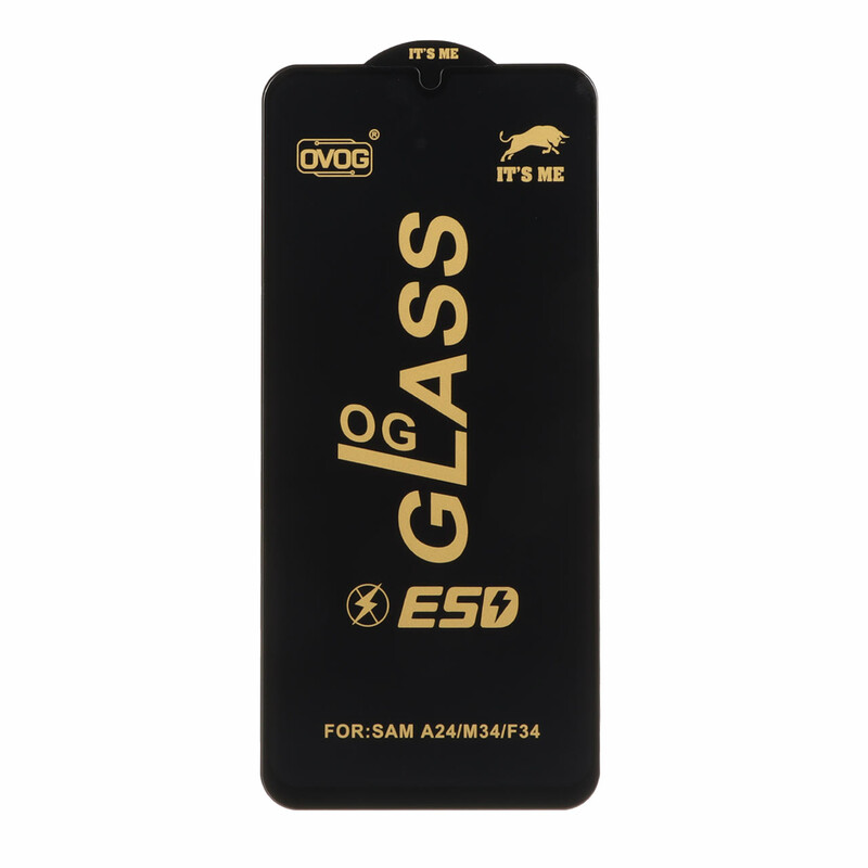 محافظ صفحه نمایش شیشه ای درجه یک Full Cover OG - ESD OVOG مدل Samsung A15 / A25 / A24 / M34 / F34 - مشکی (بدون پک)