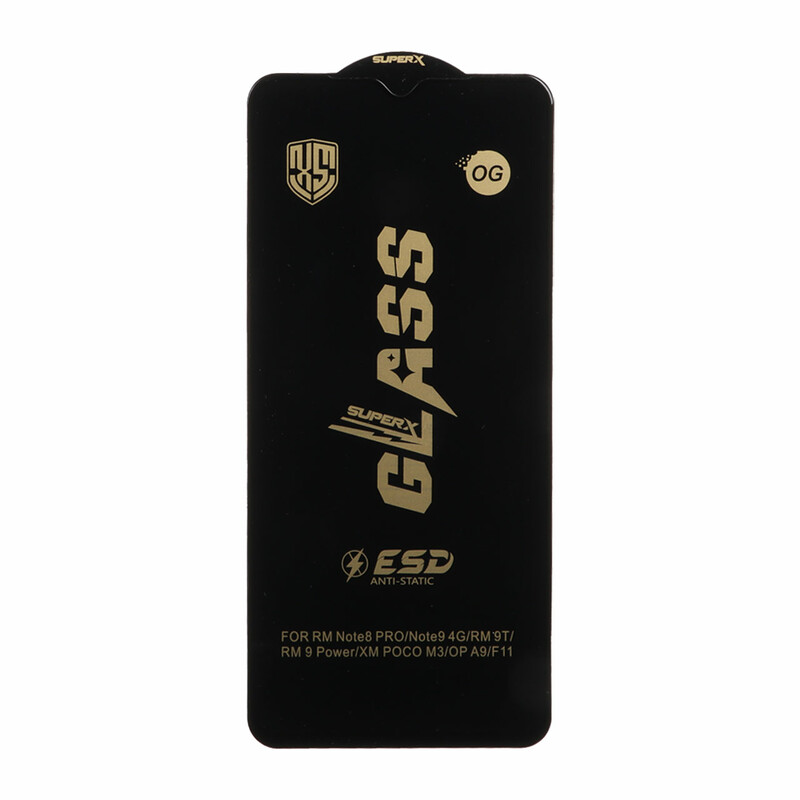 محافظ صفحه نمایش شیشه ای درجه یک Full Cover Super X OG - ESD OVOG مدل Xiaomi Redmi Note 8 Pro / Poco M3 / Redmi 9T / Note 9 4G