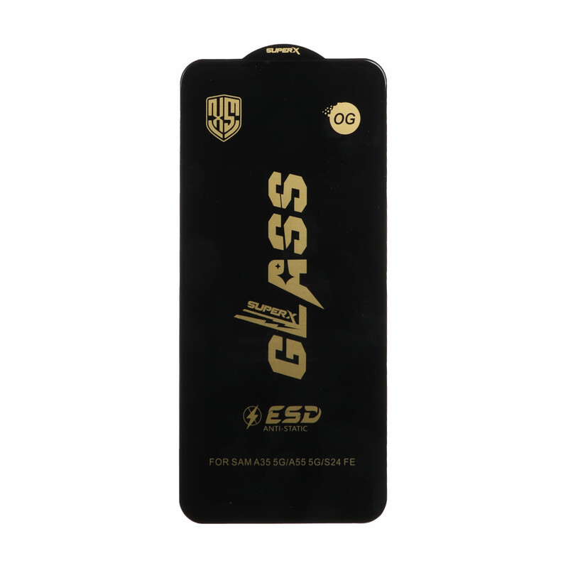 محافظ صفحه نمایش شیشه ای درجه یک Full Cover Super X OG - ESD OVOG مدل Samsung Galaxy S25 FE / S24 FE / A57 / A37 / A56 / A36