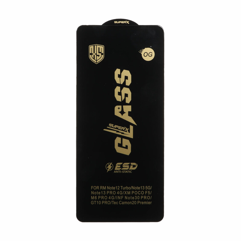 محافظ صفحه نمایش شیشه ای درجه یک Full Cover Super X OG - ESD OVOG مدل Xiaomi Redmi Note 13 Pro 4G / Note 14S / Poco M6 Pro 4G