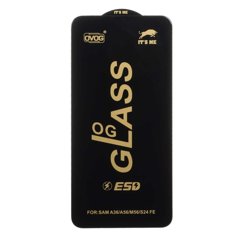 محافظ صفحه نمایش شیشه ای درجه یک Samsung Galaxy S25 FE / S24 FE / A57 / A37 / A56 / A36 - Full Cover OG - ESD OVOG - (بدون پک) - مشکی