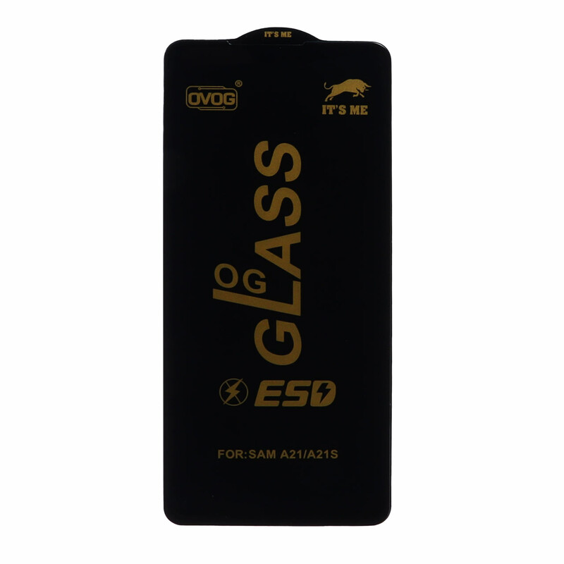 محافظ صفحه نمایش شیشه ای درجه یک Samsung A21S / F52 / Xiaomi Poco X3 GT / Poco F4 GT / Redmi Note 10 Pro 5G - Full Cover OG - ESD OVOG - (بدون پک) - مشکی