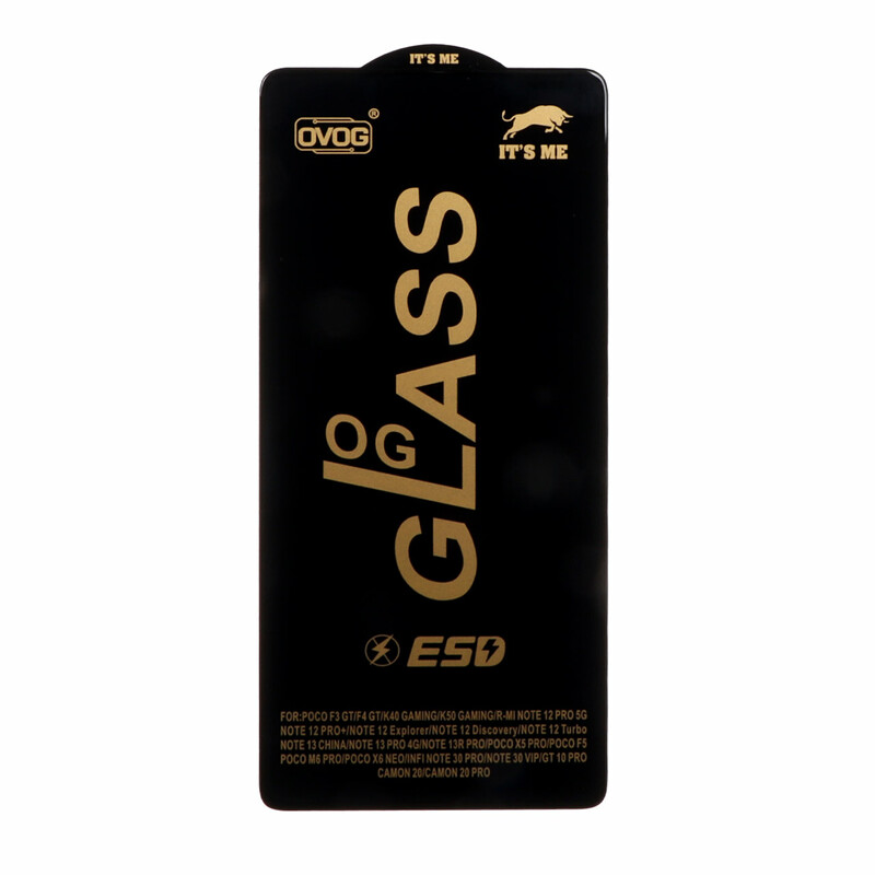 محافظ صفحه نمایش شیشه ای درجه یک Xiaomi Redmi Note 13 Pro 4G / Note 14S / Poco M6 Pro 4G - Full Cover OG - ESD OVOG