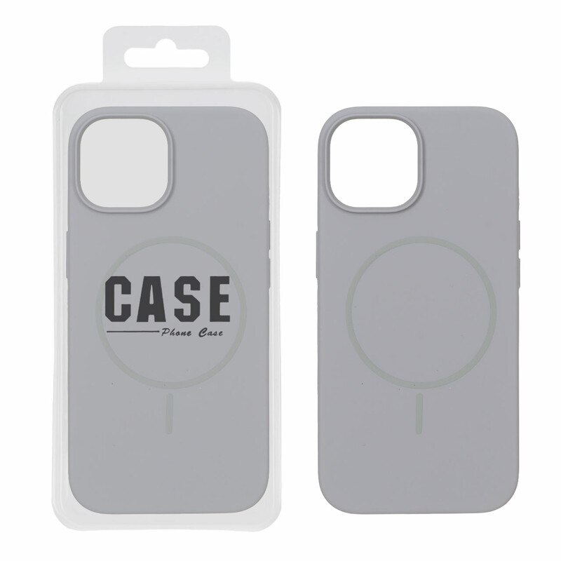 قاب سیلیکونی پاک کنی اورجینال درجه یک Magsafe مدل Apple iPhone 15 / iPhone 14 / iPhone 13 - طوسی (پک دار)