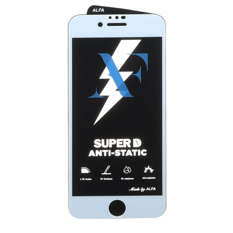 محافظ صفحه نمایش شیشه ای Super D Anti Static ALFA مدل Apple iPhone 6 / iPhone 6S / iPhone 7 / iPhone 8 / iPhone SE 2020 / iPhone SE 2022 - سفید (بدون پک)