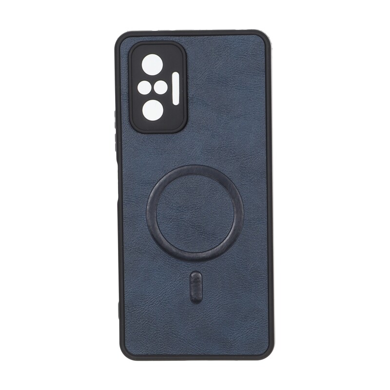 قاب چرمی طرح مگ سیف محافظ لنزدار Xiaomi Redmi Note 10 Pro 4G / Redmi Note 10 Pro Max - سرمه ای