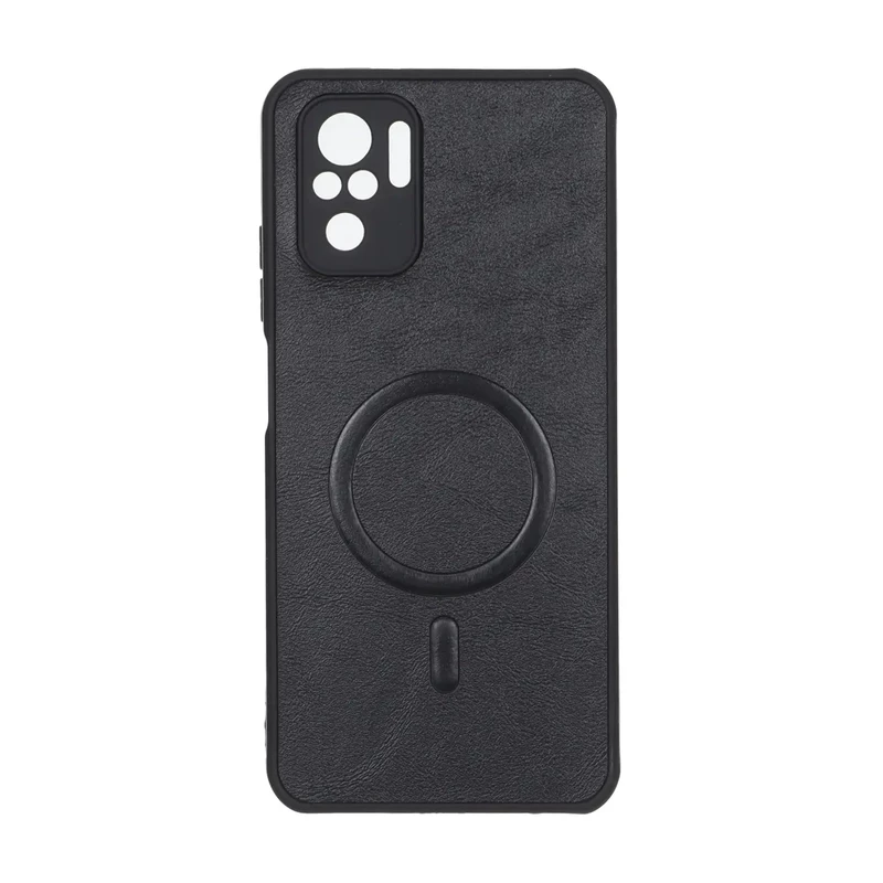 قاب چرمی طرح مگ سیف محافظ لنزدار Xiaomi Redmi Note 10 4G / Redmi Note 10S / Poco M5S - مشکی