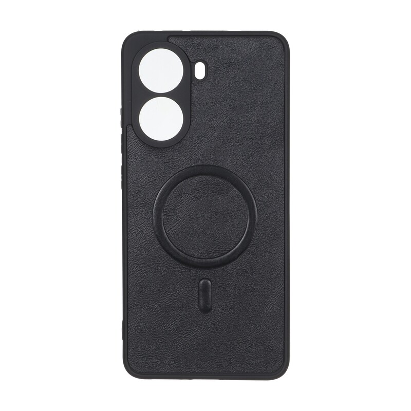 قاب چرمی طرح مگ سیف محافظ لنزدار Xiaomi Poco X7 Pro - مشکی