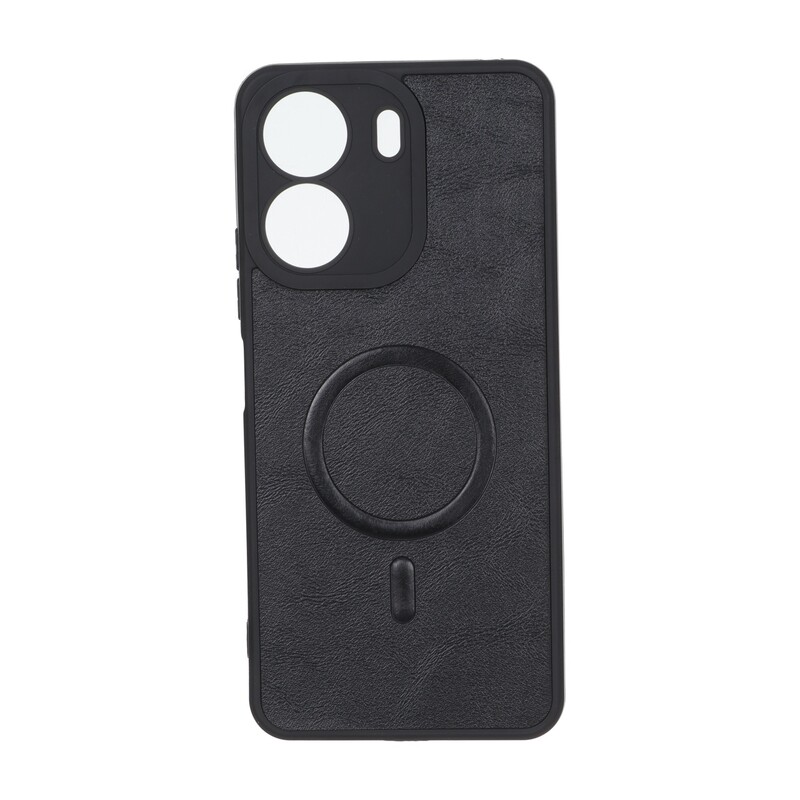 قاب چرمی طرح مگ سیف محافظ لنزدار Xiaomi Redmi 13C / Poco C65 - مشکی