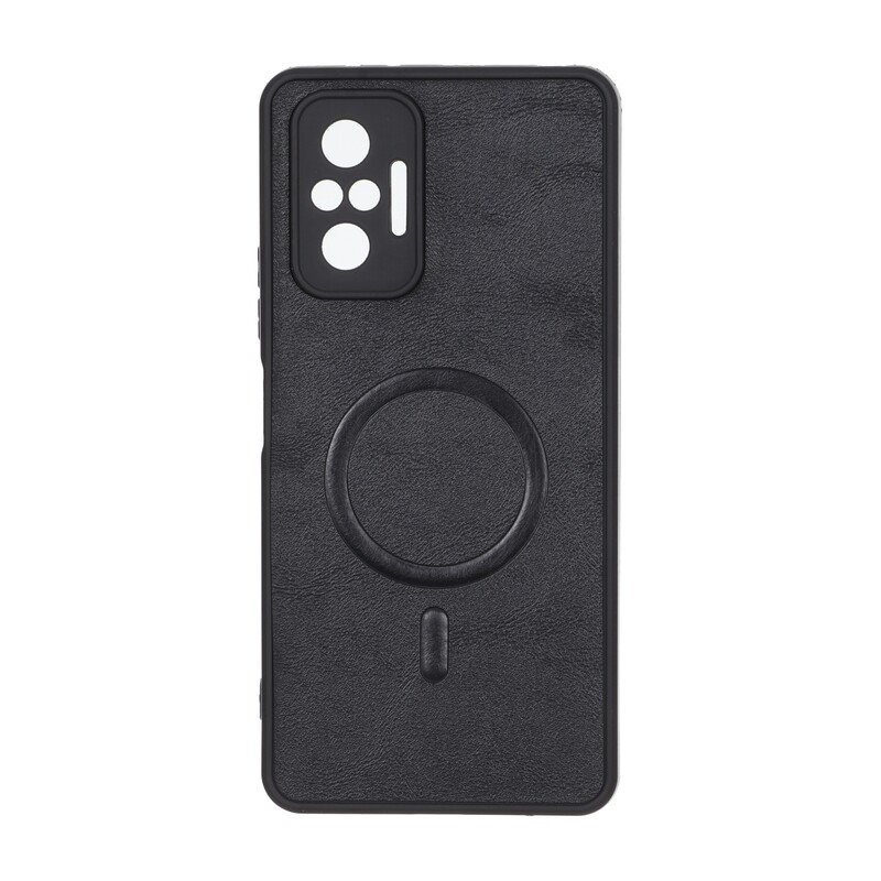 قاب چرمی طرح مگ سیف محافظ لنزدار Xiaomi Redmi Note 10 Pro 4G / Redmi Note 10 Pro Max - مشکی