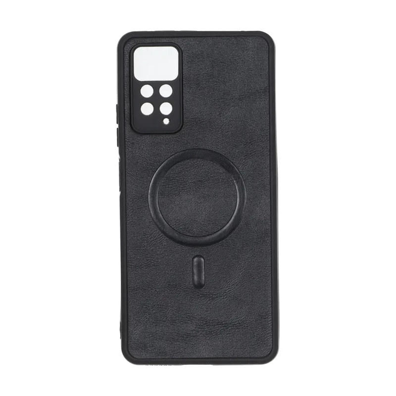 قاب چرمی طرح مگ سیف محافظ لنزدار Xiaomi Redmi Note 12 Pro 4G / Redmi Note 11 Pro - مشکی