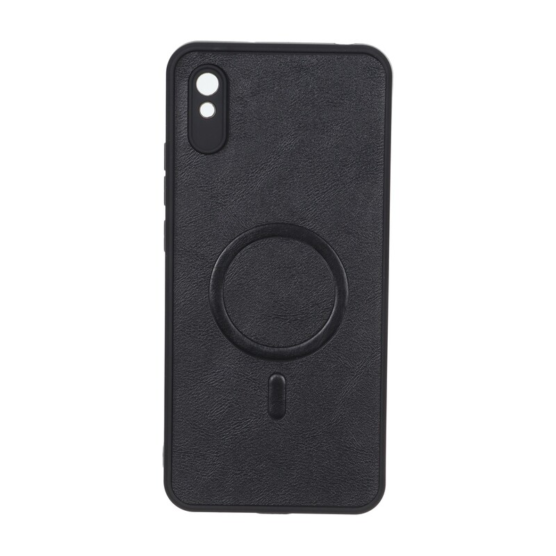 قاب چرمی طرح مگ سیف محافظ لنزدار Xiaomi Redmi 9A / Redmi 9A Sport / Redmi 9AT - مشکی
