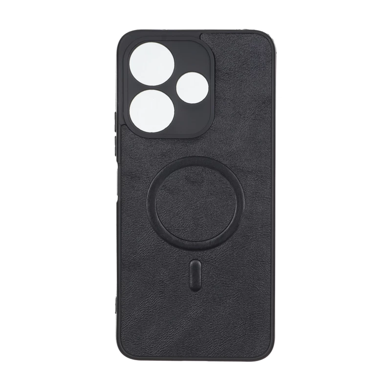 قاب چرمی طرح مگ سیف محافظ لنزدار Xiaomi Redmi 13X / Redmi 13 4G / Poco M6 4G - مشکی