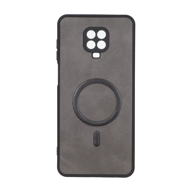 قاب چرمی طرح مگ سیف محافظ لنزدار Xiaomi Redmi Note 9S / Redmi Note 9 Pro / Redmi Note 9 Pro Max - خاکستری