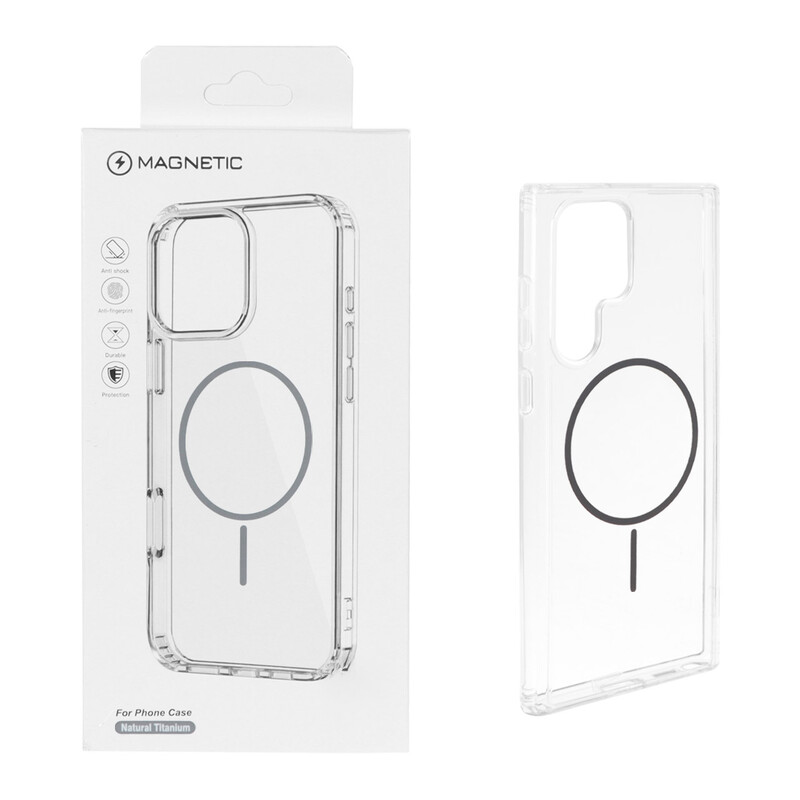 قاب اورجینال Magnetic دور ژله ای MagSafe مدل Samsung Galaxy S22 Ultra - خاکستری (پک دار)
