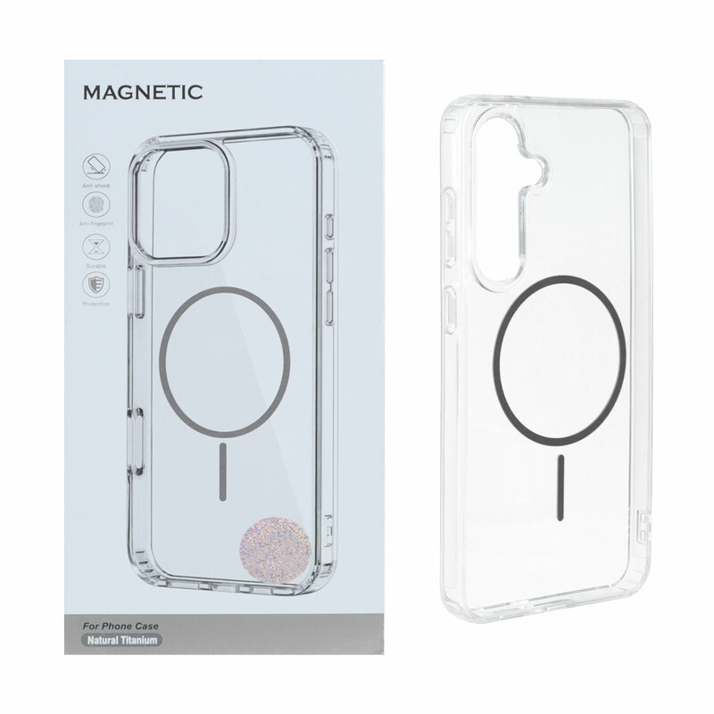 قاب اورجینال Magnetic دور ژله ای MagSafe مدل Samsung Galaxy S24 FE - خاکستری (پک دار)