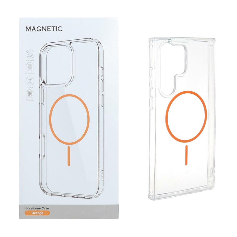 قاب اورجینال Magnetic دور ژله ای MagSafe مدل Samsung Galaxy S23 Ultra - نارنجی (پک دار)
