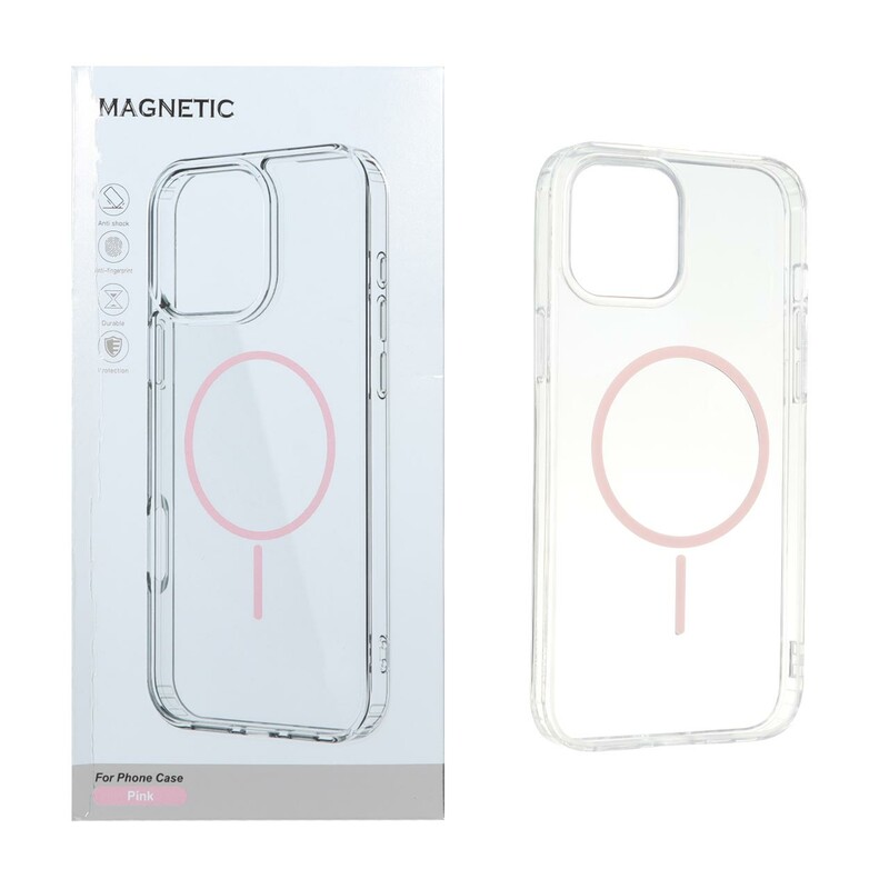 قاب اورجینال Magnetic دور ژله ای MagSafe مدل Apple iPhone 12 Pro Max - صورتی (پک دار)