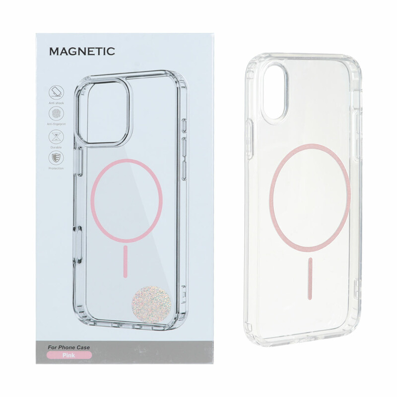 قاب اورجینال Magnetic دور ژله ای MagSafe مدل Apple iPhone X / iPhone XS - صورتی (پک دار)