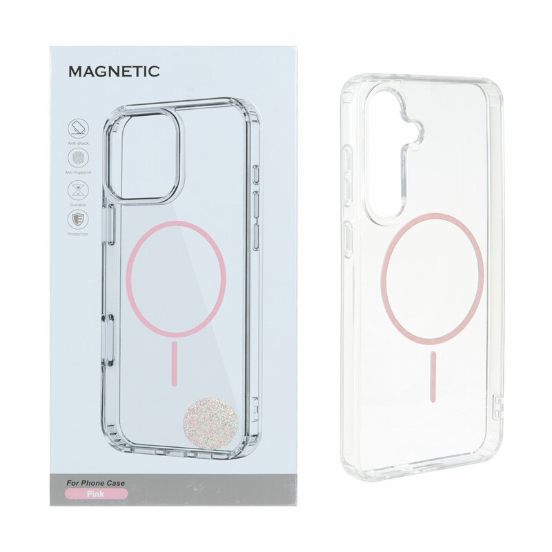 قاب اورجینال Magnetic دور ژله ای MagSafe مدل Samsung Galaxy S24 FE - صورتی (پک دار)