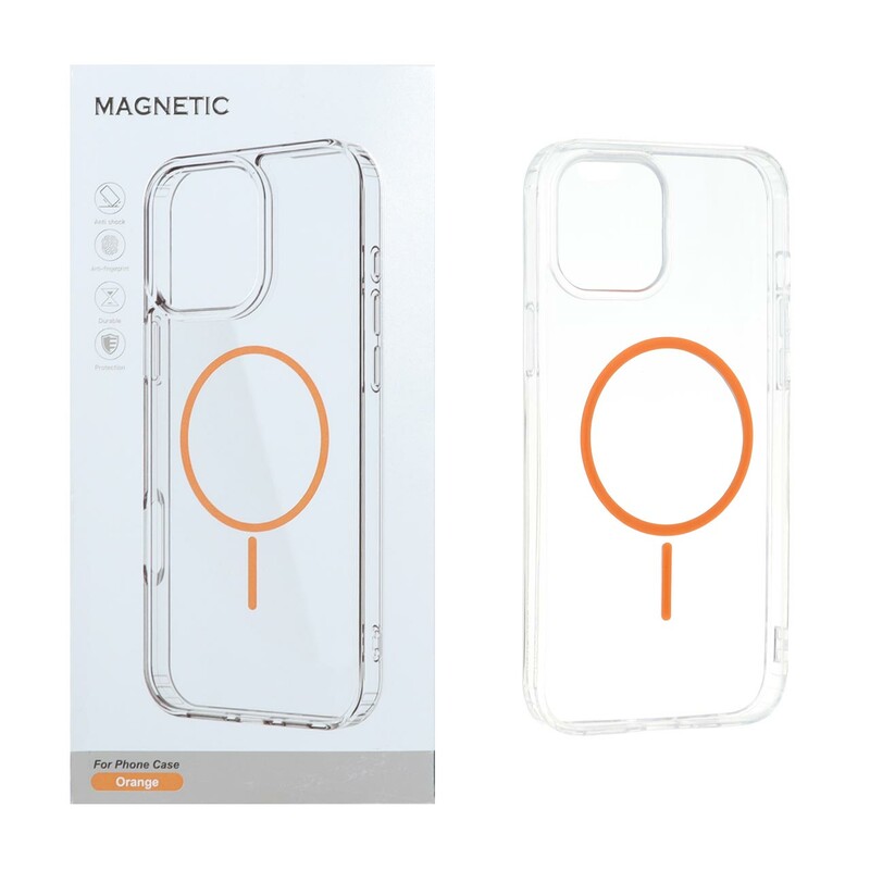 قاب اورجینال Magnetic دور ژله ای MagSafe مدل Apple iPhone 12 Pro Max - نارنجی (پک دار)