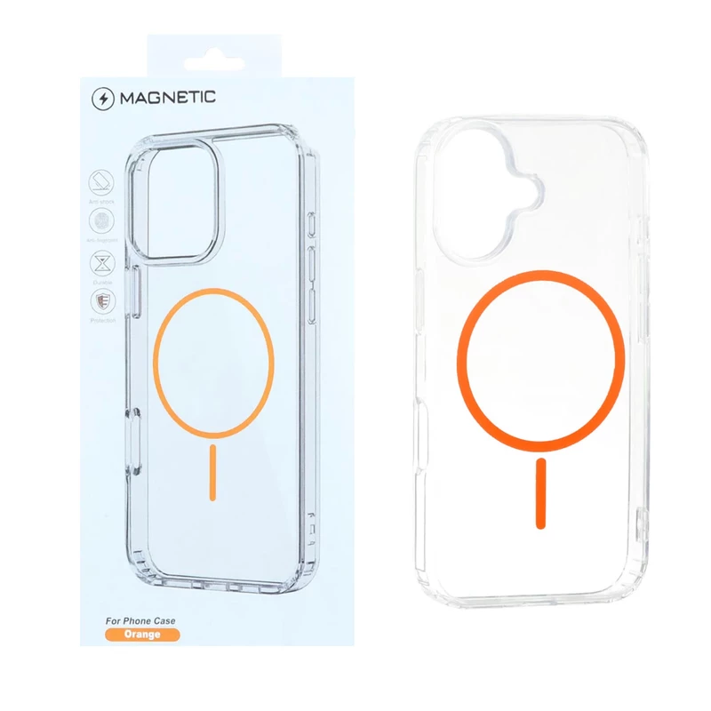 قاب اورجینال Magnetic دور ژله ای MagSafe مدل Apple iPhone 16 - نارنجی (پک دار)