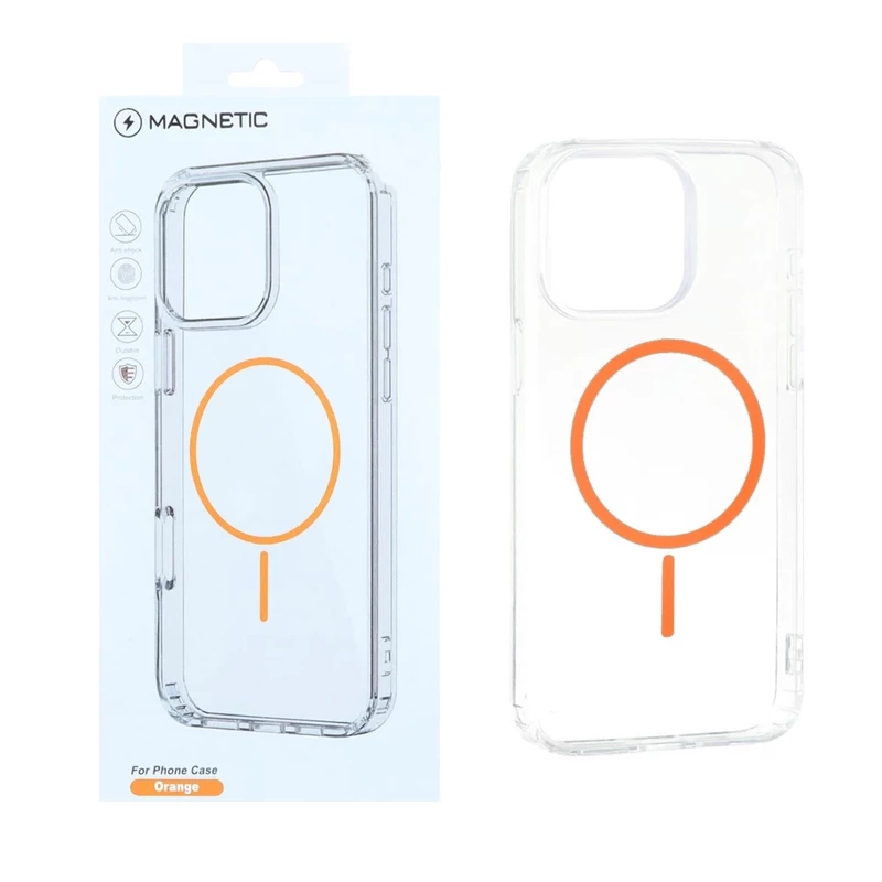 قاب اورجینال Magnetic دور ژله ای MagSafe مدل Apple iPhone 15 Pro Max - نارنجی (پک دار)