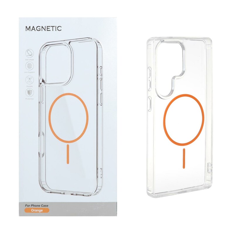 قاب اورجینال Magnetic دور ژله ای MagSafe مدل Samsung Galaxy S25 Ultra - نارنجی (پک دار)