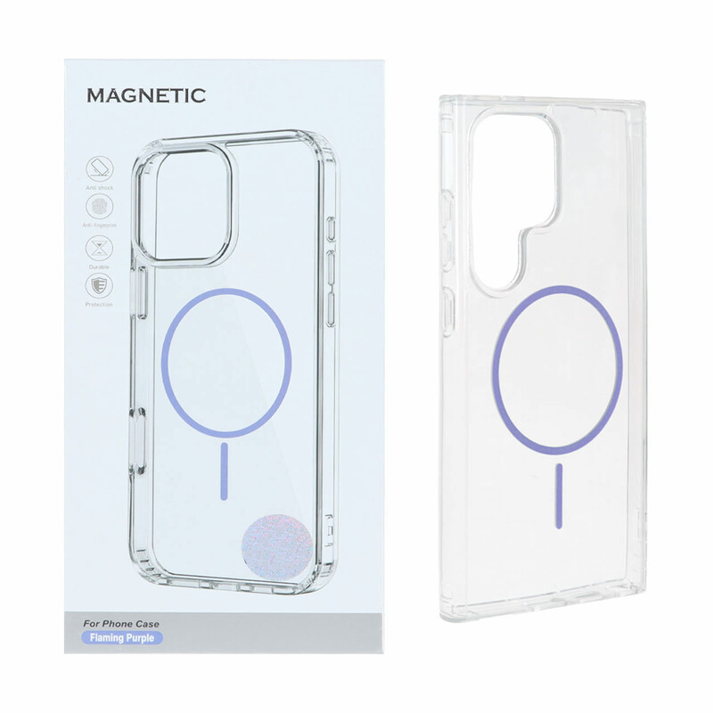 قاب اورجینال Magnetic دور ژله ای MagSafe مدل Samsung Galaxy S22 Ultra - بنفش روشن (پک دار)