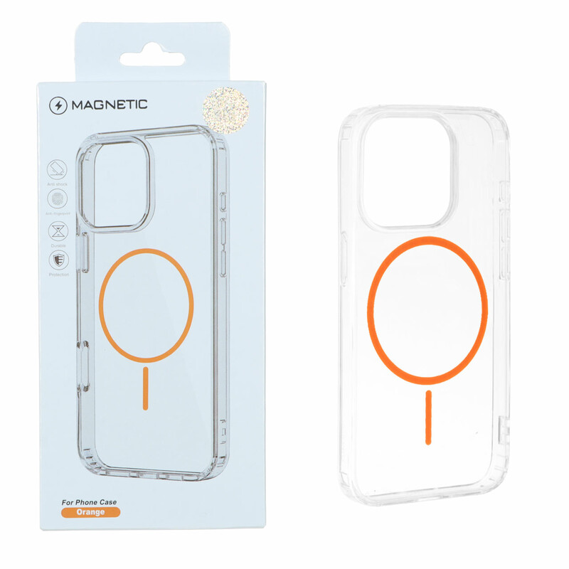 قاب اورجینال Magnetic دور ژله ای MagSafe مدل Apple iPhone 14 Pro - نارنجی (پک دار)