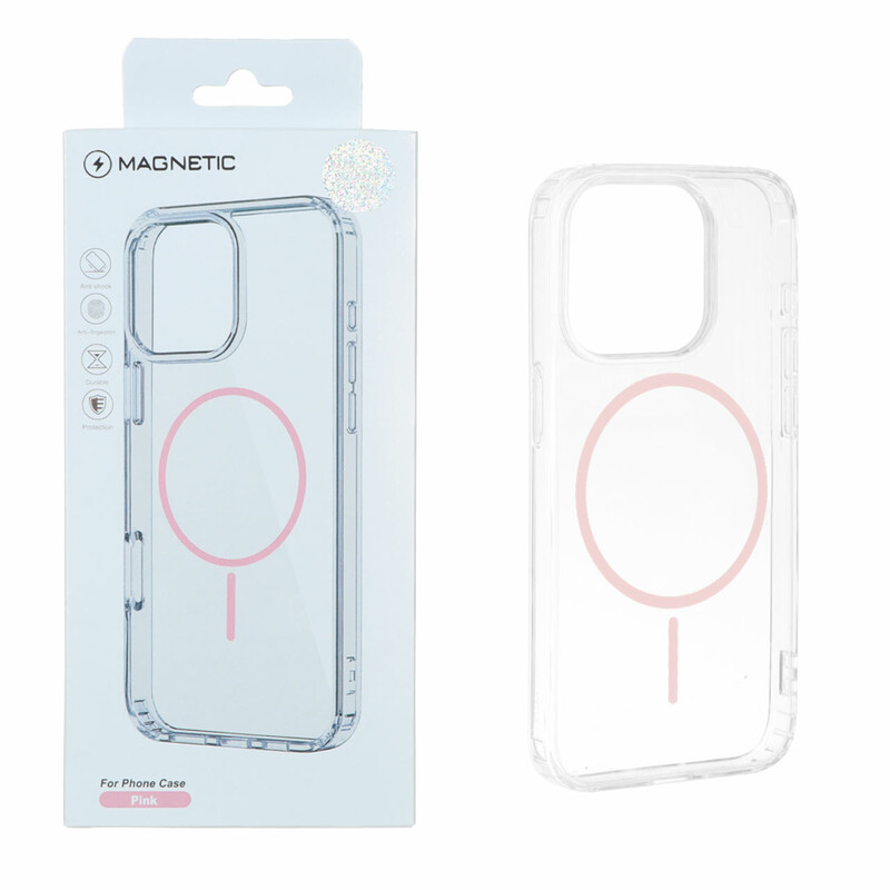 قاب اورجینال Magnetic دور ژله ای MagSafe مدل Apple iPhone 14 Pro - صورتی (پک دار)
