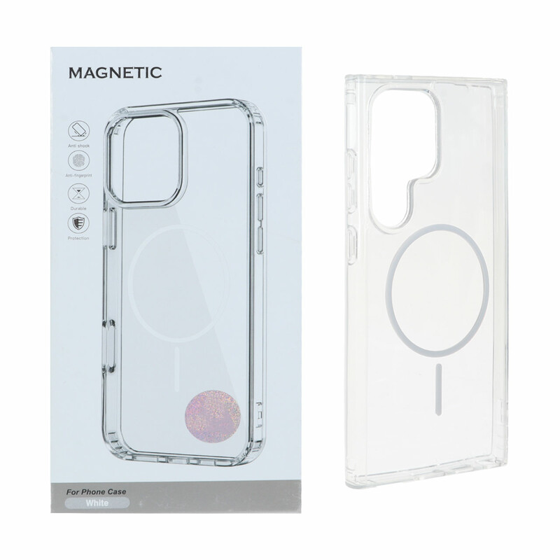 قاب اورجینال Magnetic دور ژله ای MagSafe مدل Samsung Galaxy S24 Ultra - سفید (پک دار)