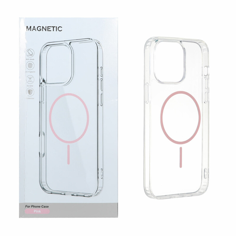 قاب اورجینال Magnetic دور ژله ای MagSafe مدل Apple iPhone 14 Pro Max - صورتی (پک دار)