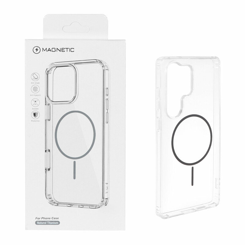 قاب اورجینال Magnetic دور ژله ای MagSafe مدل Samsung Galaxy S25 Ultra - خاکستری (پک دار)