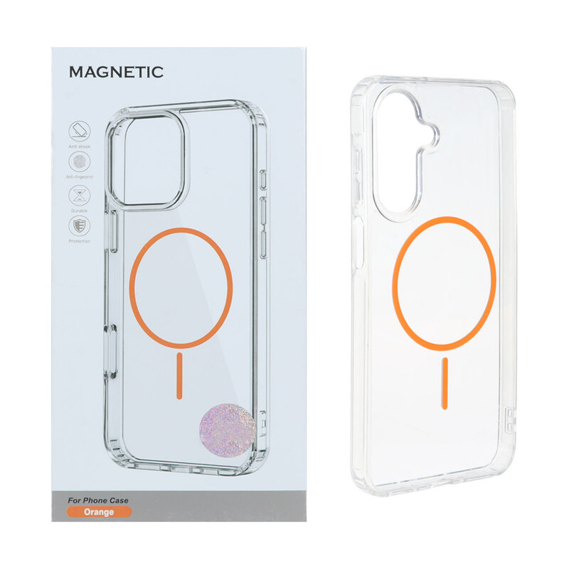 قاب اورجینال Magnetic دور ژله ای MagSafe مدل Samsung Galaxy A15 - نارنجی (پک دار)