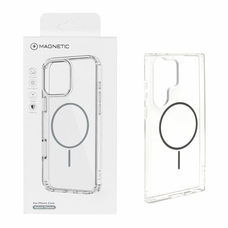 قاب اورجینال Magnetic دور ژله ای MagSafe مدل Samsung Galaxy S23 Ultra - خاکستری (پک دار)