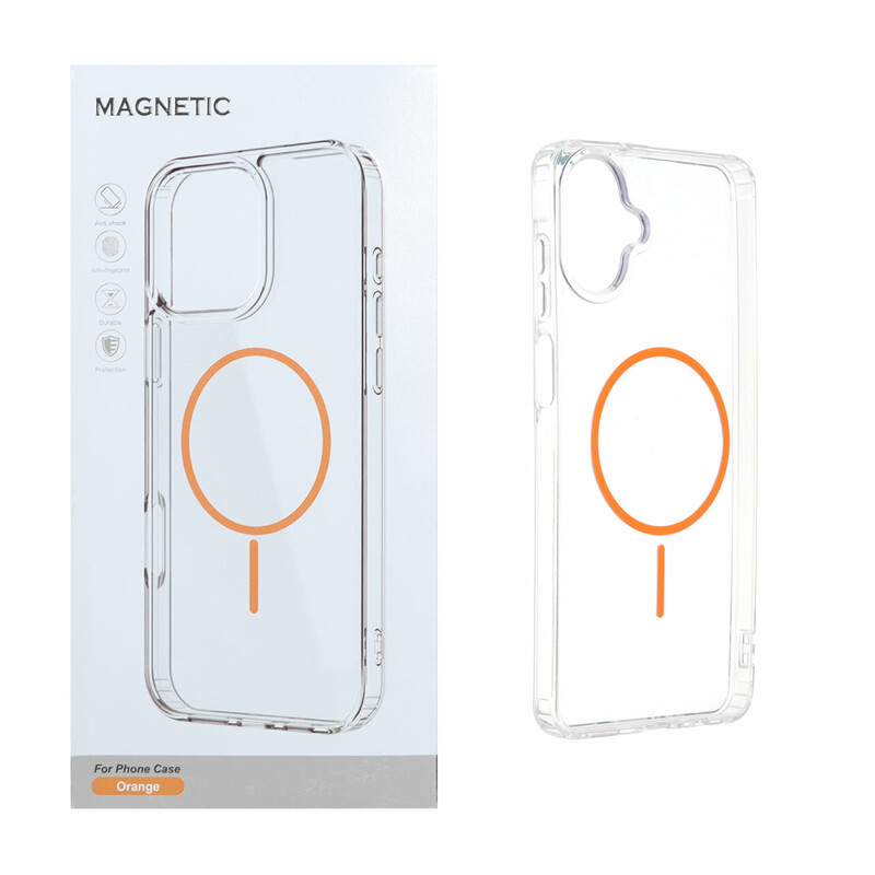 قاب اورجینال Magnetic دور ژله ای MagSafe مدل Samsung Galaxy A07 - نارنجی (پک دار)