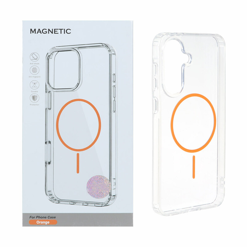 قاب اورجینال Magnetic دور ژله ای MagSafe مدل Samsung Galaxy A56 / A36 - نارنجی (پک دار)