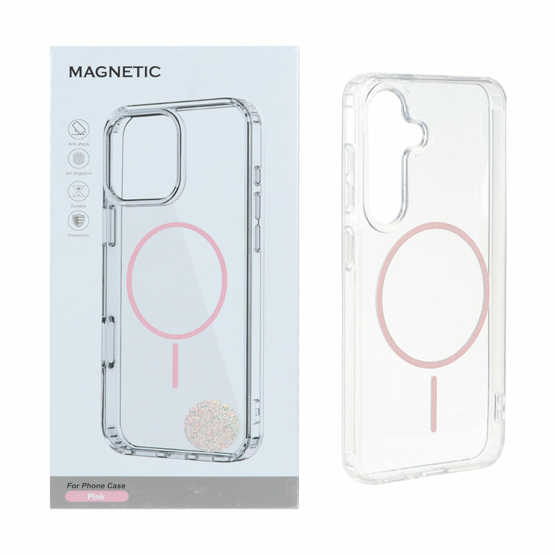 قاب اورجینال Magnetic دور ژله ای MagSafe مدل Samsung Galaxy A57 - صورتی (پک دار)