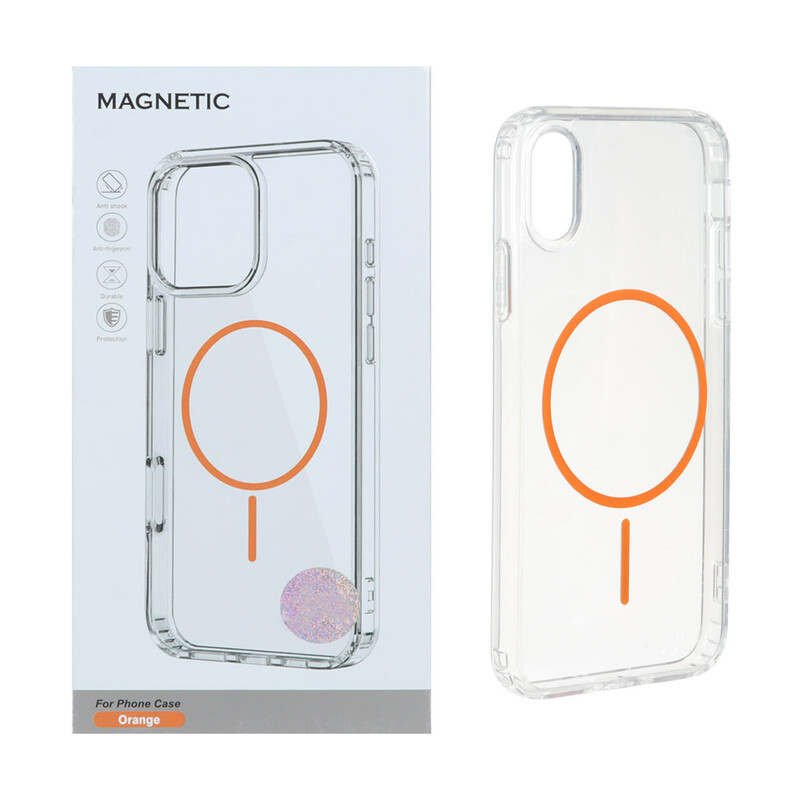 قاب اورجینال Magnetic دور ژله ای MagSafe مدل Apple iPhone X / iPhone XS - نارنجی (پک دار)