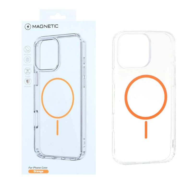 قاب اورجینال Magnetic دور ژله ای MagSafe مدل Apple iPhone 16 Pro Max - نارنجی (پک دار)