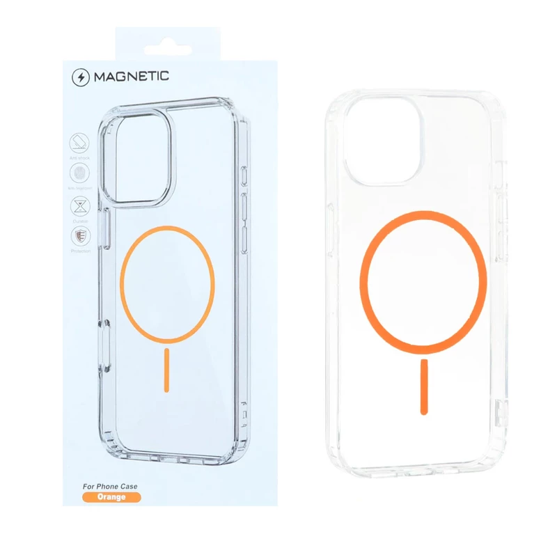 قاب اورجینال Magnetic دور ژله ای MagSafe مدل Apple iPhone 13 / iPhone 14 - نارنجی (پک دار)