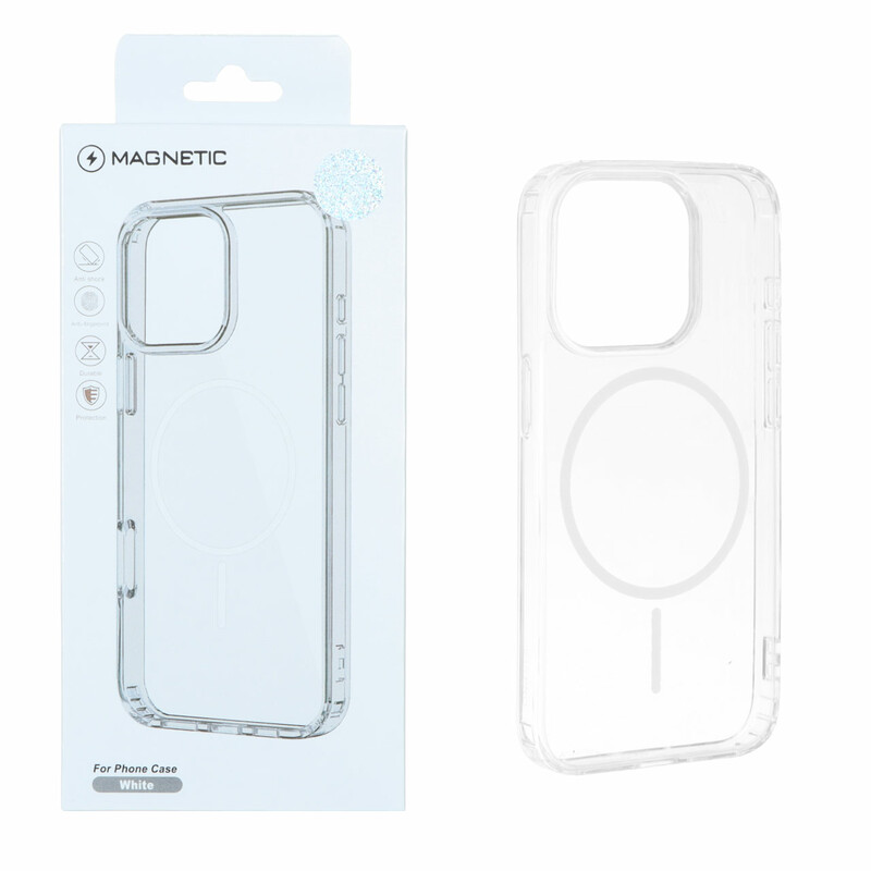 قاب اورجینال Magnetic دور ژله ای MagSafe مدل Apple iPhone 15 Pro - سفید (پک دار)