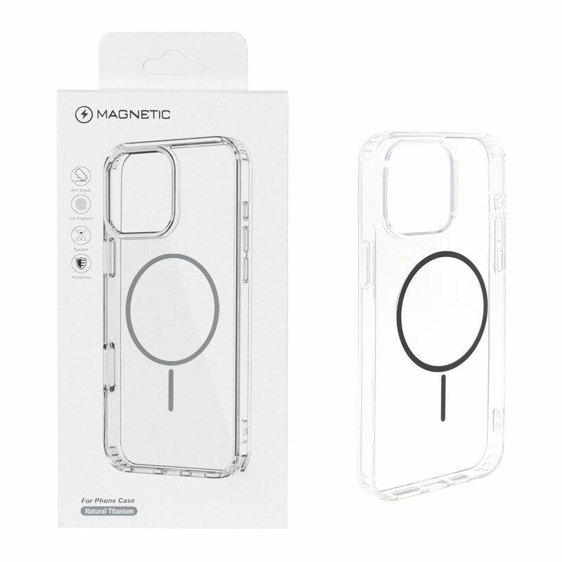 قاب اورجینال Magnetic دور ژله ای MagSafe مدل Apple iPhone 15 Pro Max - خاکستری (پک دار)