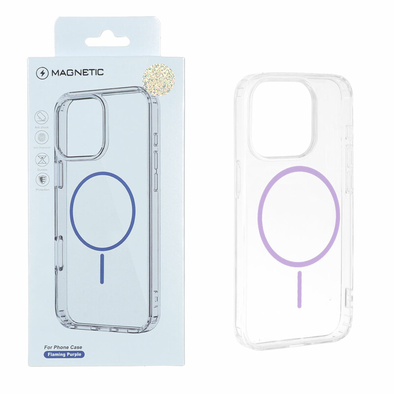 قاب اورجینال Magnetic دور ژله ای MagSafe مدل Apple iPhone 14 Pro - بنفش روشن (پک دار)