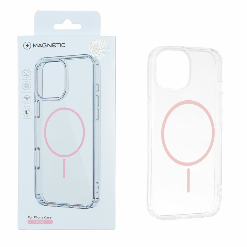 قاب اورجینال Magnetic دور ژله ای MagSafe مدل Apple iPhone 15 / iPhone 14 / iPhone 13 - صورتی (پک دار)
