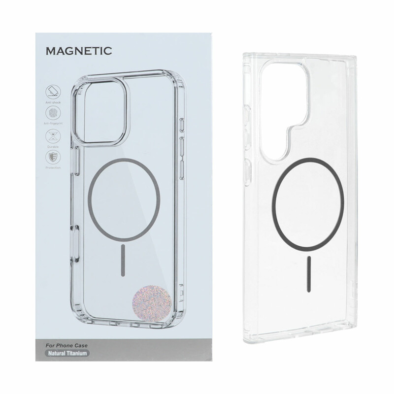 قاب اورجینال Magnetic دور ژله ای MagSafe مدل Samsung Galaxy S24 Ultra - خاکستری (پک دار)