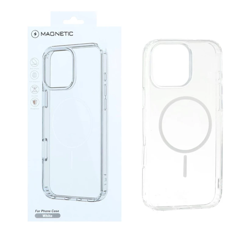 قاب اورجینال Magnetic دور ژله ای MagSafe مدل Apple iPhone 16 Pro Max - سفید (پک دار)