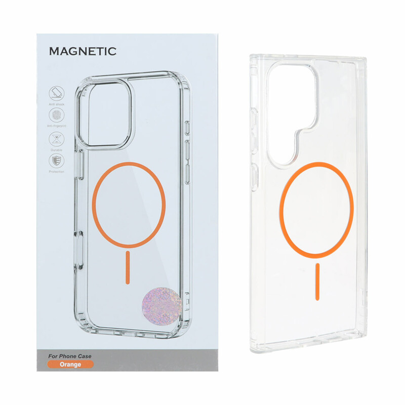 قاب اورجینال Magnetic دور ژله ای MagSafe مدل Samsung Galaxy S24 Ultra - نارنجی (پک دار)